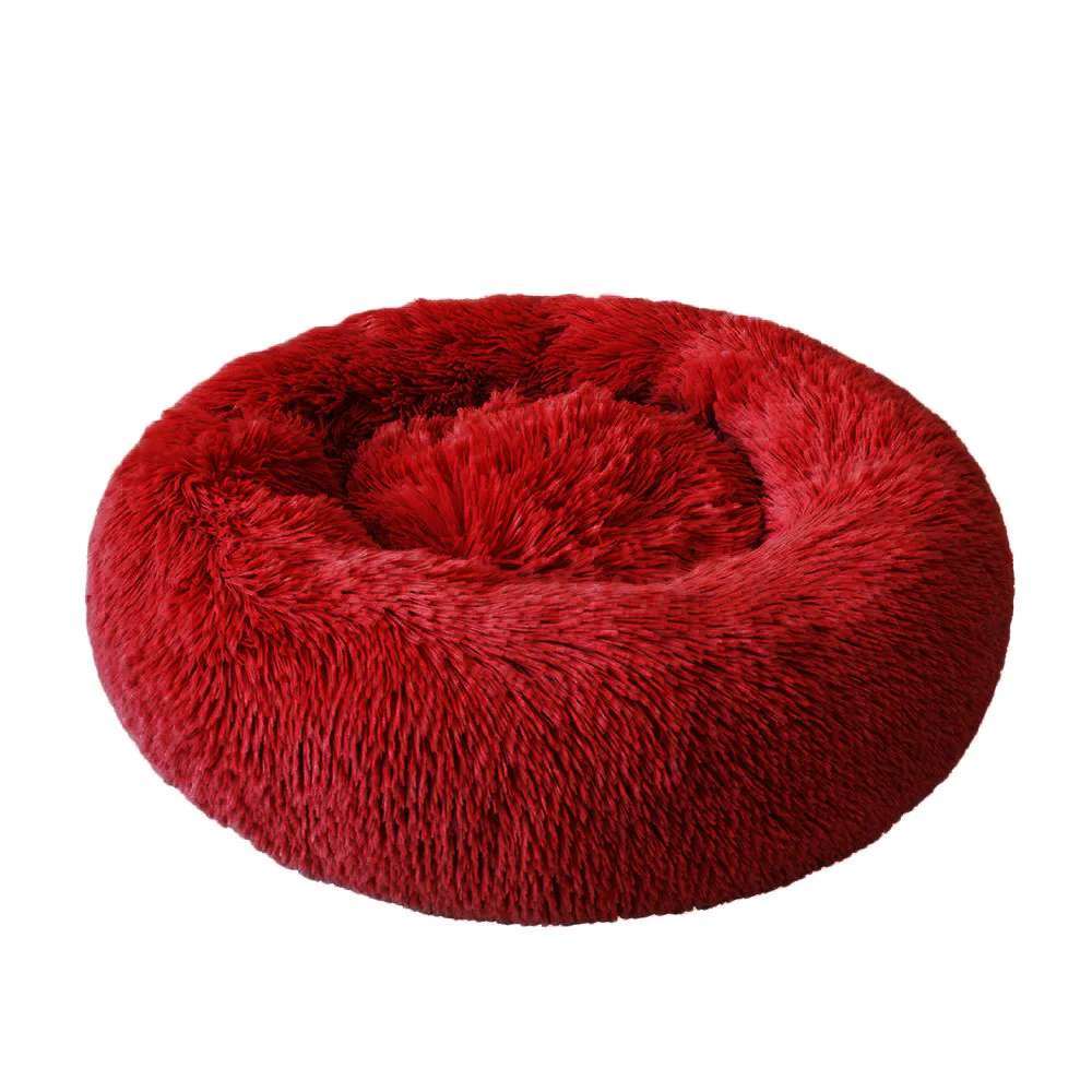 C-wine red Коврик для питомца кошки, кровати собаки, Круглый зимний теплый домик для кошки, гнезда, мягкая длинная плюшевая в форме кошки, коврики, подстилки для питомца, собачья Конура, кровать с подушкой для кошек - Цвет: C-wine red
