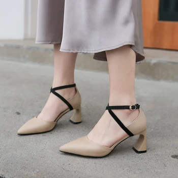 

New Arrivals Top Quality INS Hot Luxury Hoof High Heels Genuine Leather Summer Skin Sandals women's Shoes Woman
