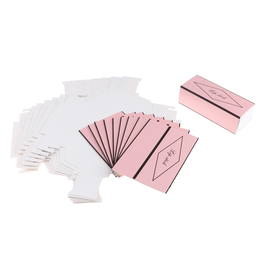 10 Pcs Pink Lipstick Lip Gloss Wrapping Paper Box Drawer Style Cardboard For DIY Craft Gift Cosmetics Packaging