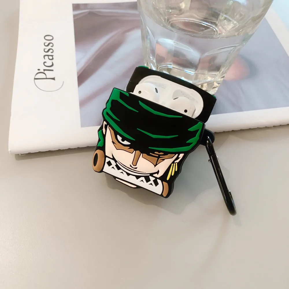 Чехол для наушников Roronoa Zoro с 3D японским аниме для Apple Airpods 1/2, силиконовый защитный чехол для наушников с крючком