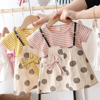 

Girls' dress summer dress 2020 new small and medium children's fake two-piece princess dress
