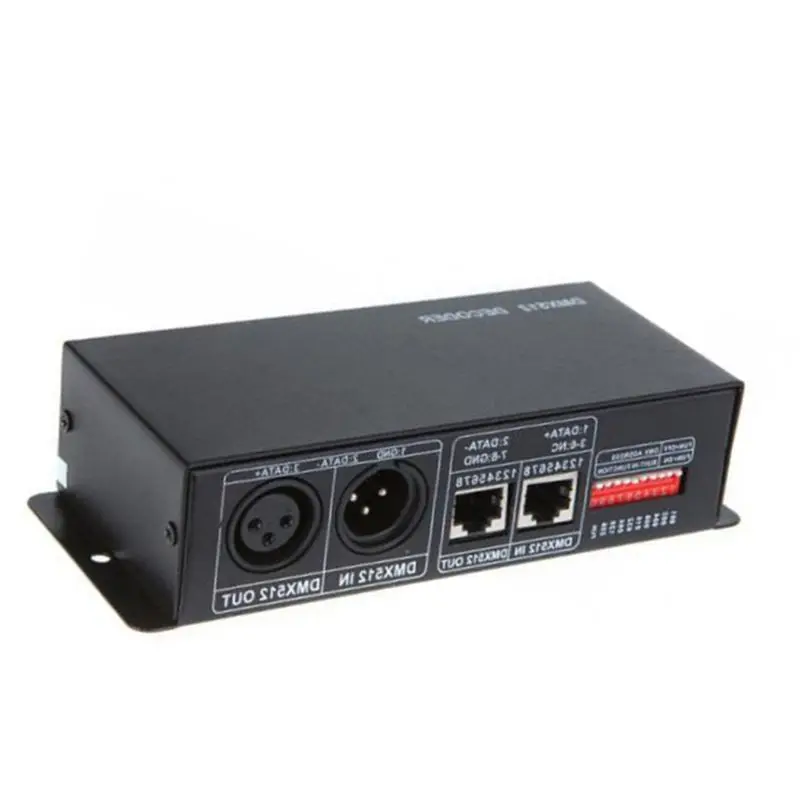 1 шт. 4CH DC12-24V RGBW DMX 512 декодер светодиодный контроллер, RGB светодиодный DMX512 декодер 4 канала* 8A для светодиодной ленты светильник