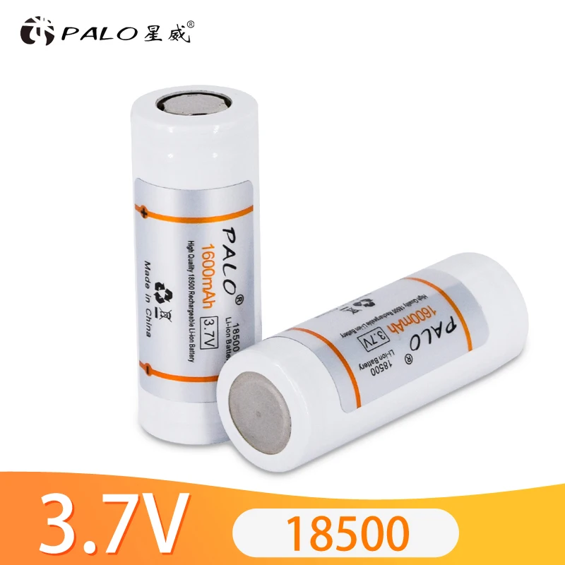 

PALO 18500 Battery Original 3.7V 1600mAh li-ion Rechargeable Battery for Flashlight,Headlight,Electronic-cigare+battery case