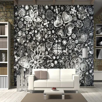 

Dropship Wallpaper 3D Stereo Black White Painting Abstract Art Flower Background Wall Wallpaper Custom Mural