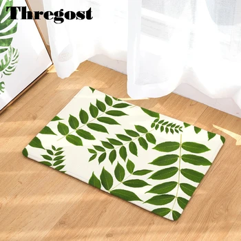 

Thregost Europe Bathroom Mats Flannel Green Leaves Non Slip Bath Mat Hallway Doormats Shower Rug Microfiber Quick Dry Rugs