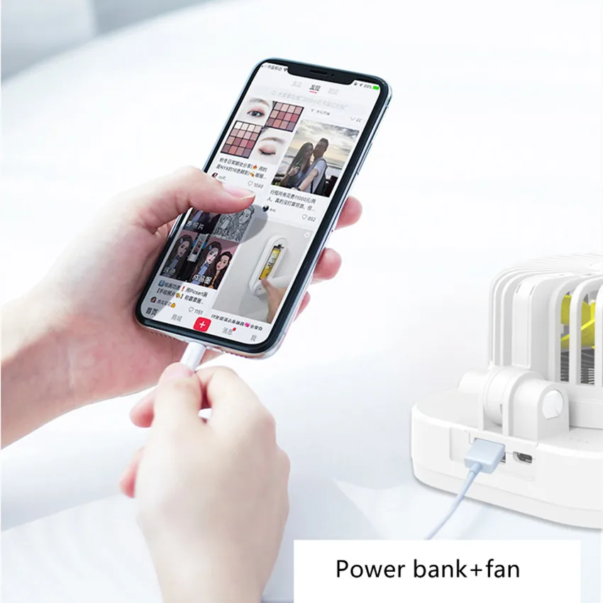 Multifunction Power Bank 10000mah For Xiaomi Mi 9 iPhone 8 X Plus With Qi Wireless Charging Fold Portable Mini Fan Desktop
