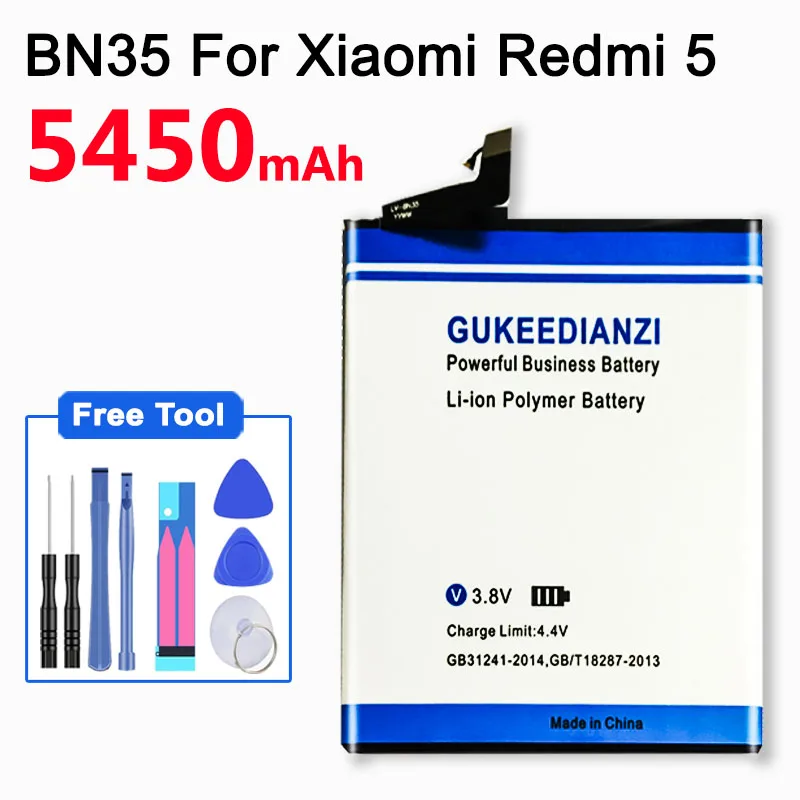 GUKEEDIANZI для телефона Xiao mi Red mi 5 Аккумулятор для Xiao mi Red mi 5 аккумулятор 5450 мАч BN35