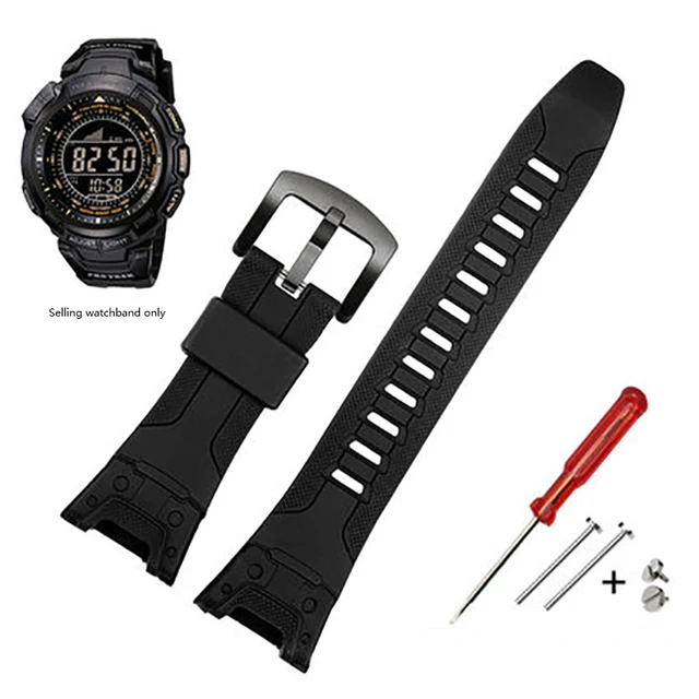 Watchband For Casio Protrek Prg-110y/prw-1300y Prg-130y/prw-1500y Black Silicone Rubber Strap Men Waterproof Bracelet - Watchbands - AliExpress