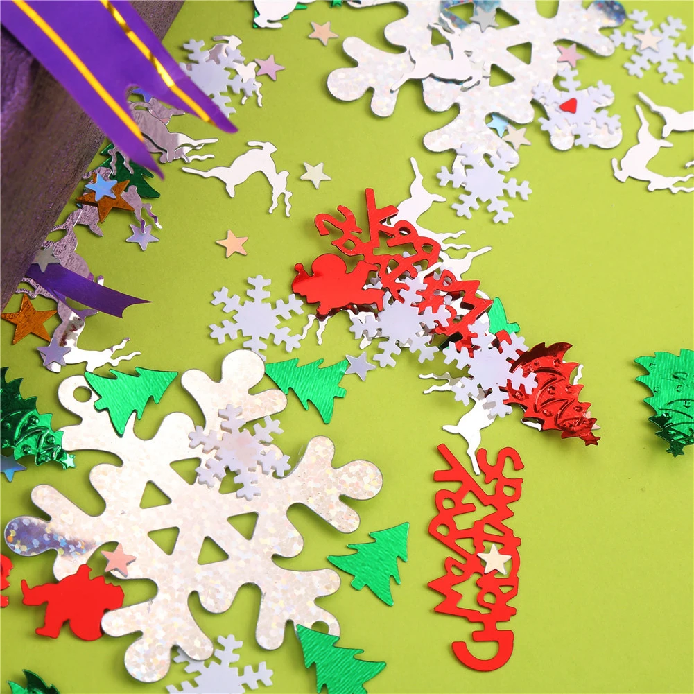100 г Рождественский стол конфетти брызги Свадебные блестки Снежный Цветок Лось Рождественская елка Санта Клаус микс конфетти Tinfoil