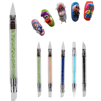 

Nail Tools Hollow Engraving Embossed Nail Gel Pen Double Head With Diamond Ultra Soft Silicone Pen Exquisite Easy Use