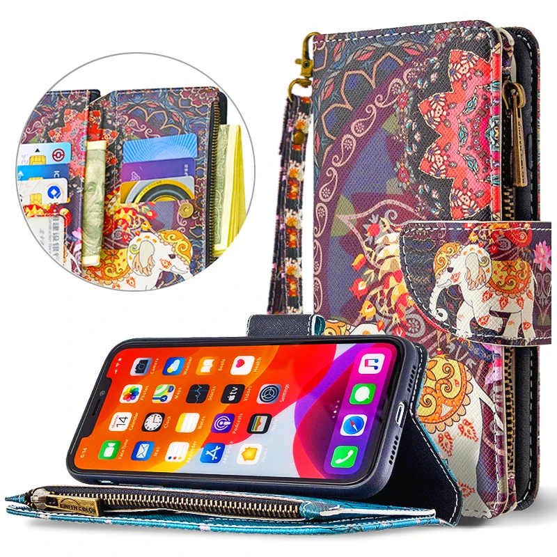 Bleu Pour Galaxy S23 Ultra-Coque de téléphone portable en cuir avec fermeture éclair, étui