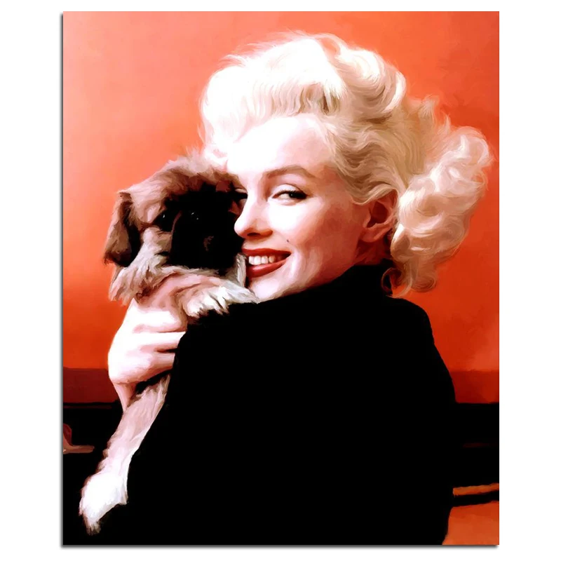 

"Monroe Held the Dog in Her Arms"5D DIY Diamond Painting Full Square Diamond Embroidery Sale Rhinestones Mosaic Decor Painting