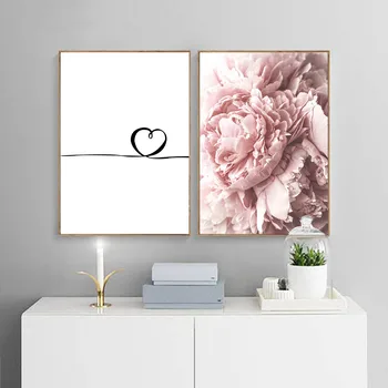 

Scandinavian Flower Heart Canvas Art Painting Minimalist Floral Nordic Poster Nursery Print Decoration Picture Modern Home Decor