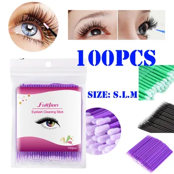 

100pcs Eyelash brush cotton swab Disposable Materials Tooth Lip Eyelash Brush Eyelash Plaster Cleaning Swab mascara brush #0103