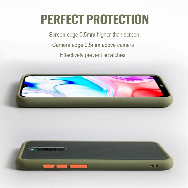 Матовый сенсорный чехол для телефона Xiaomi Redmi 8, противоударный силиконовый чехол для Redmi 8A, чехол на заднюю панель, прозрачная Броня