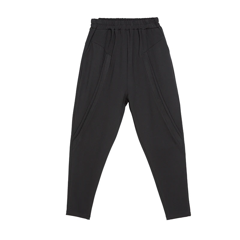 XITAO, плиссированные черные женские штаны, корейская мода, новые, с карманами, эластичная талия, высокая талия, хип-хоп стиль, шаровары,, Осенние, GCC1430 - Цвет: black GCC1430