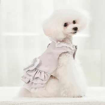 

2020 New Spring Summer Pet Dog Sweet Princess Dress Comfortable Thin Cute Pet Dog Cat Skirt Dog Dress with Leash