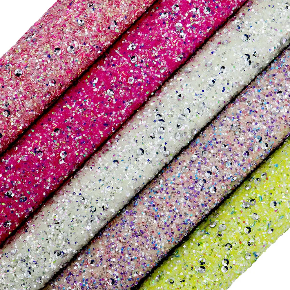 30cmX134cm Roll Mix Colorful Hexagonal Shiny Chunky Glitter Fabric