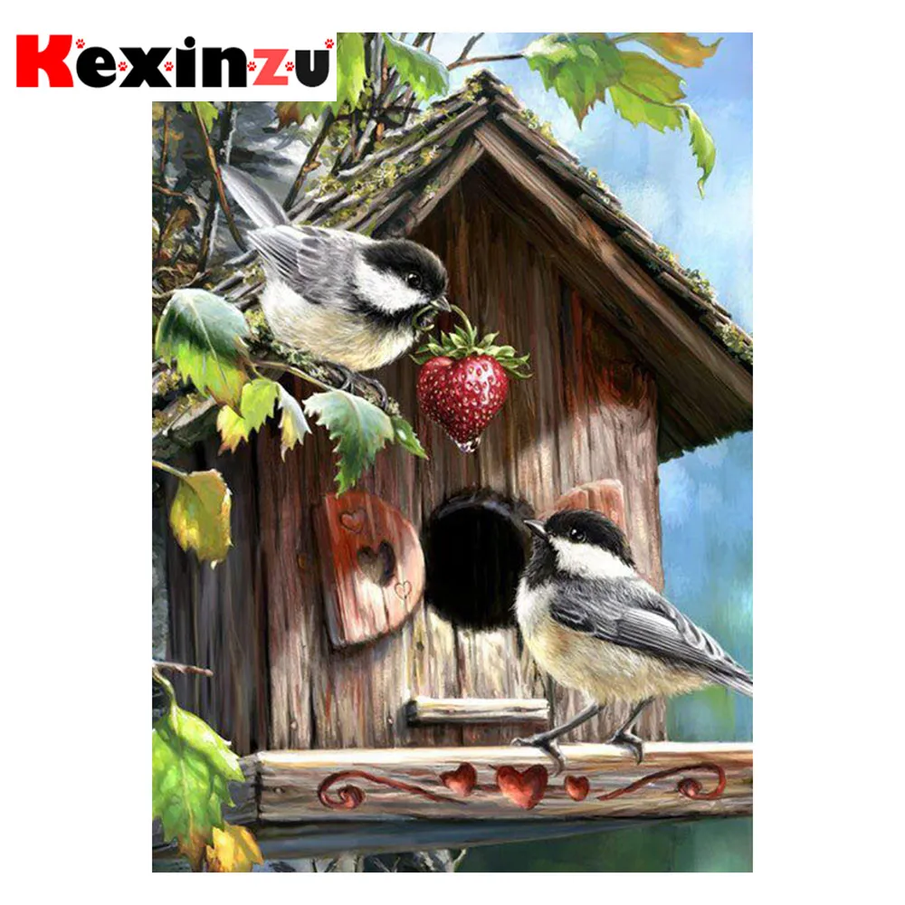 Набор для алмазной 5D вышивки kexinzu картина из квадратных/круглых страз Птичий дом