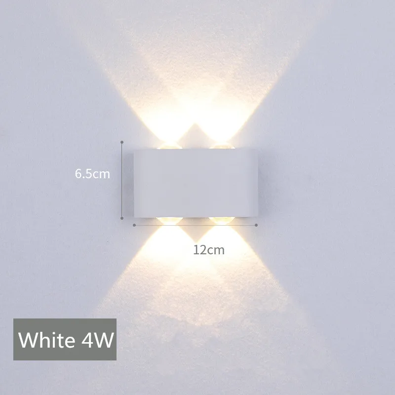 White 4W LED Wall Lamp Outdoor Waterproof Porch Aisle Staircase Garden Wall Light Indoor Lighting Up and Down Illuminate AC85-265V - Цвет абажура: White 4W