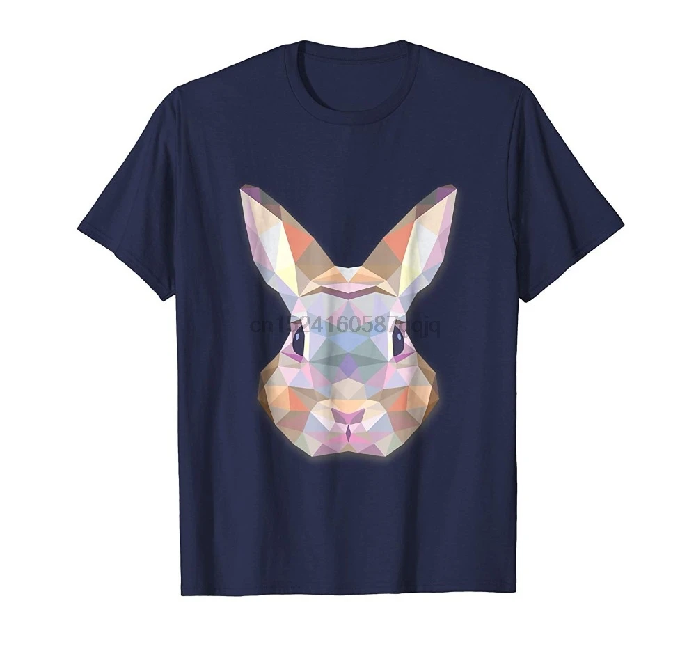 Cute Bunny Rabbit Polygonal Triangles Design Hot Summer Clothing Cotton Men T-Shirt High Quality Cool Tees Tops |
