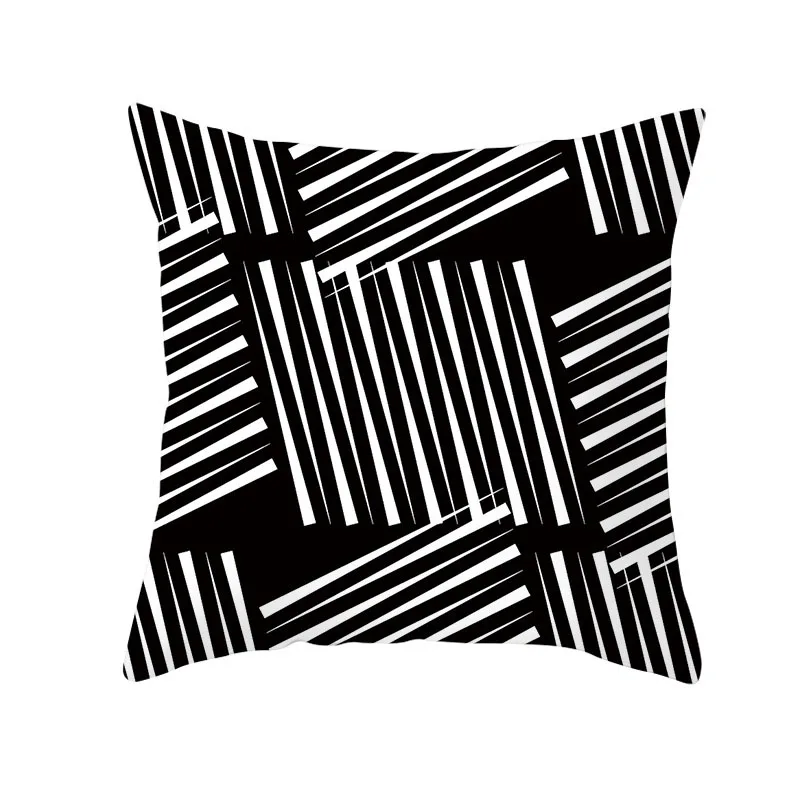 45x45 см простая черно-белая наволочка с геометрическим рисунком, наволочки из полиэфирной персиковой кожи, наволочки на талию, декоративные подушки, чехол