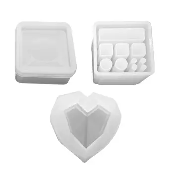 

3 Pcs/set DIY Lipstick Hexagonal Storage Box Mold Crystal Epoxy High Mirror Hand-made Table Decoration Crafts Silicone Molds