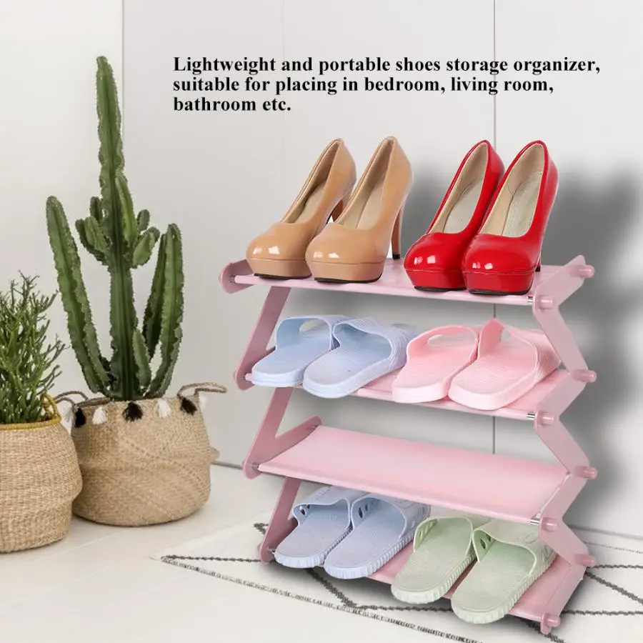 4 Tiers Household Stainless Steel Shoes Rack Shelf Stand Holder Storage Organizer Home Over Door Storage Tools