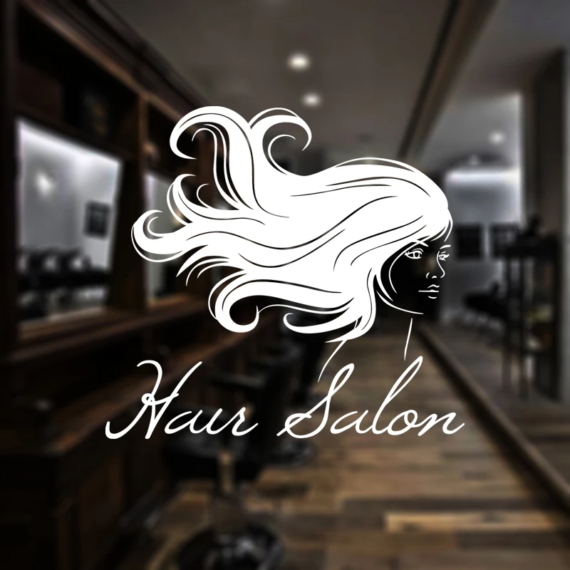 DCTAL Hair Salon Sticker Beauty Decal Haircut Name Posters Time Hour Vinyl Wall Art Decals Decor Decoration Mural Salon Sticker