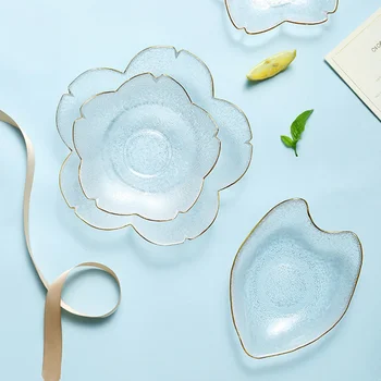 

4pcs Glass Bowl Plate Set Fruit Salad Bowl Dessert Bowl Food Serving Bowl for Home Restaurant Kitchen (Four Patterns)