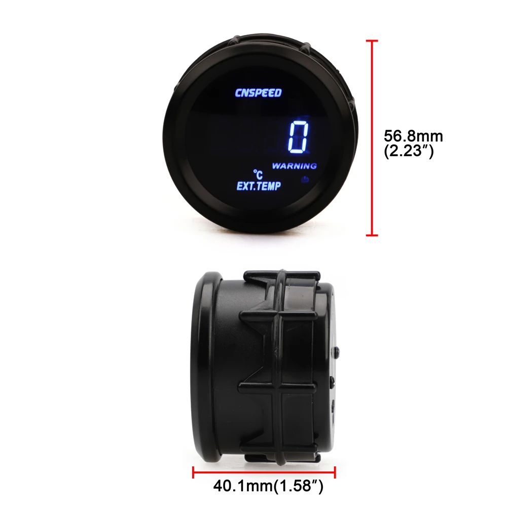 CNSPEED 2" 52mm Exhaust Gas Temperature Gauge Digital Exhaust Gas Temp Gauge Blue Led EGT EXT Car Meter With Sensor car gauge exhaust temperature sensor
