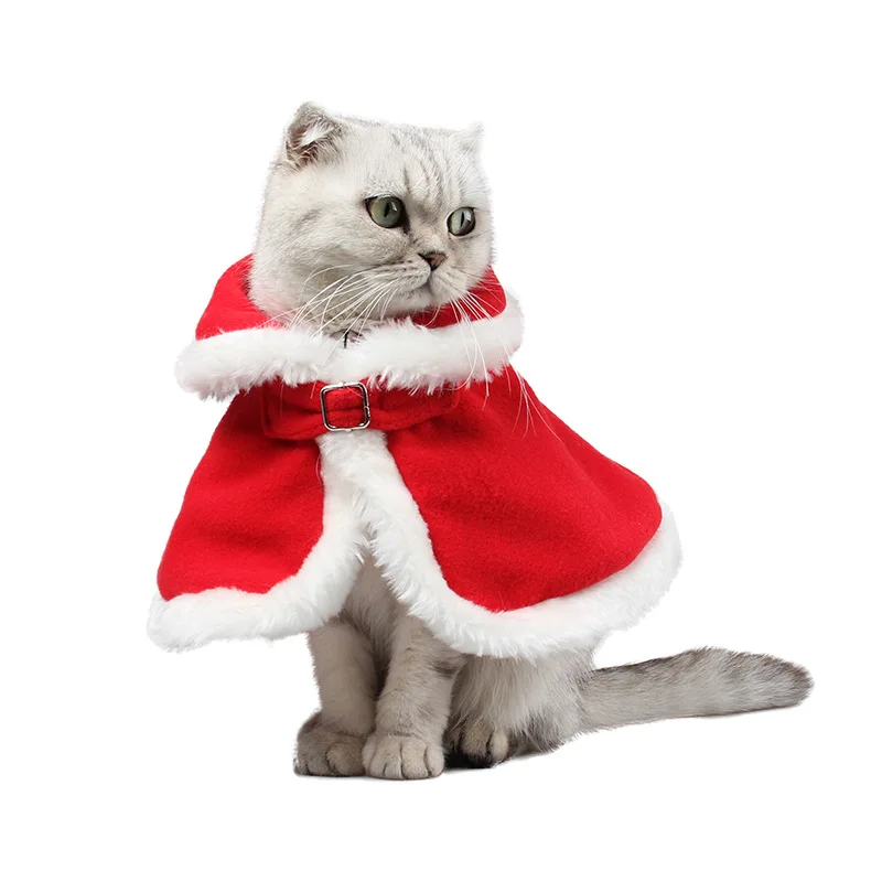 Рождественский плащ для кошек ветрозащитный Теплый Зимний новогодний теплый