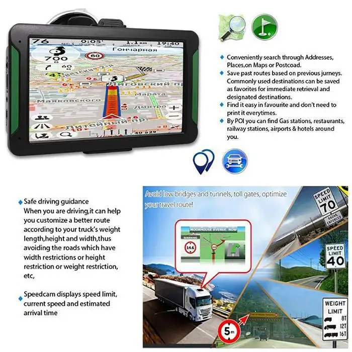 S7 7 ''сенсорный экран автомобильные аксессуары для gps транспортное средство машина gps навигационная система Портативный 8 Гб FM передатчик gps навигатор