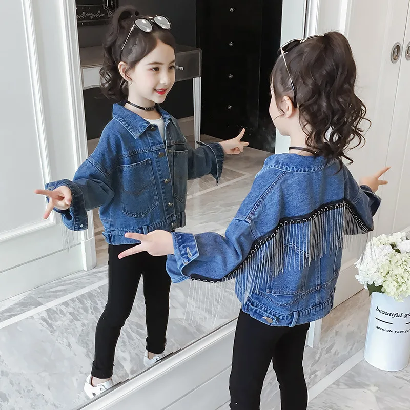 

Girls' Jean Jacket 2019 Spring Years New Style Autumn Clothing Tops Western Style Korean-style Children's Network Red Childrensw
