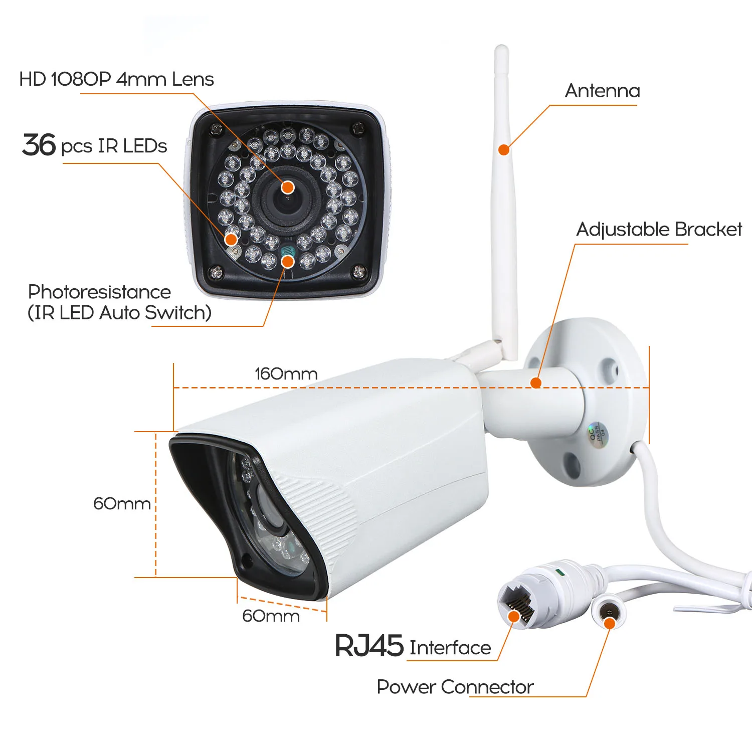 NVR 4CH 1080P видео рекордер Домашняя безопасность 2 шт. IP камера CCTV безопасности Беспроводная система видеонаблюдения Комплект для улицы