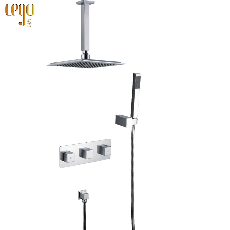 plated ceiling type Бронзовый черный водопад смеситель для душа в стене водопад Дождь Латунь душевая головка ванная душ Смеситель кран Термостатический смеситель клапан - Цвет: plated ceiling type