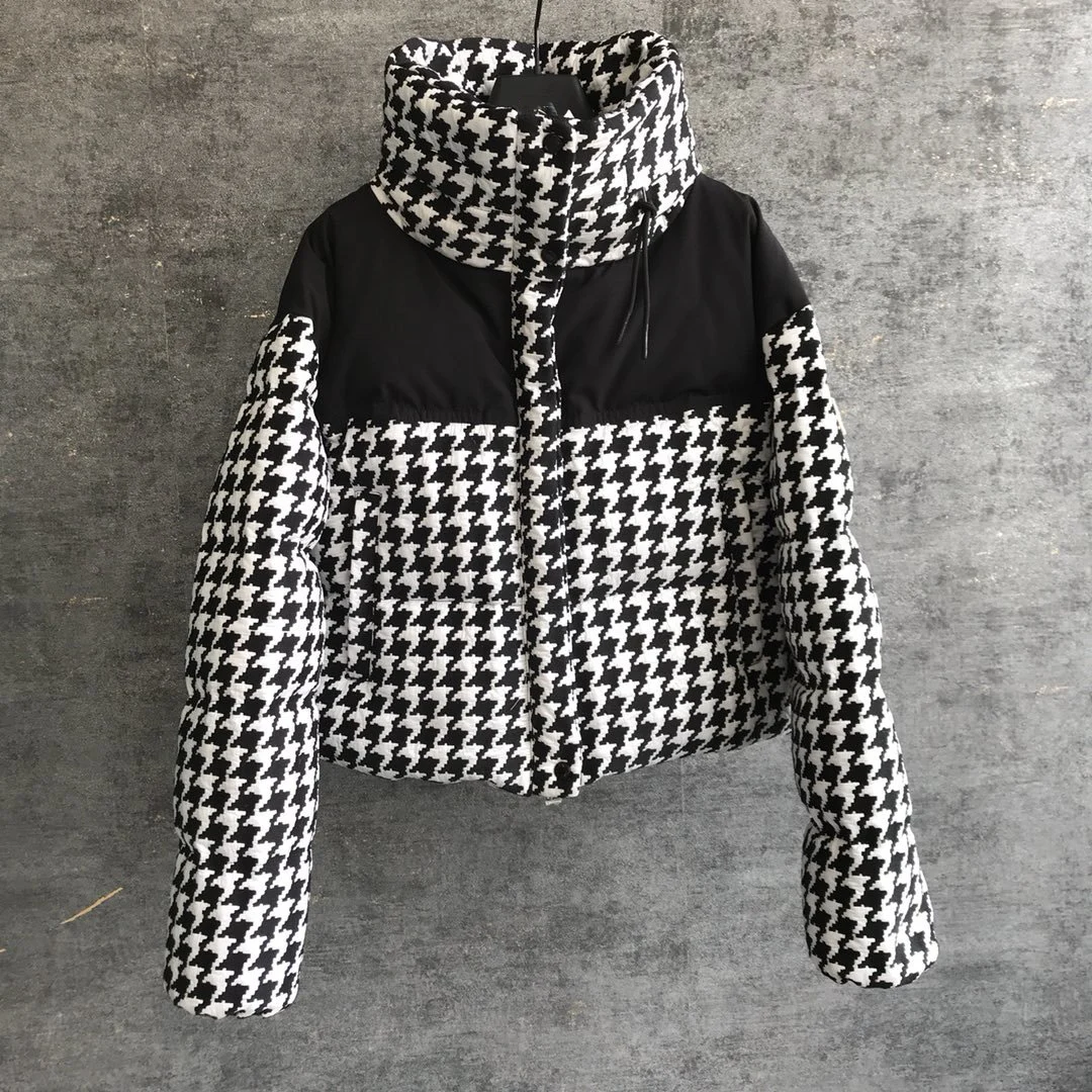 

2019 new ladies high quality fashion long sleeve stand collar plaid bread jacket 0926
