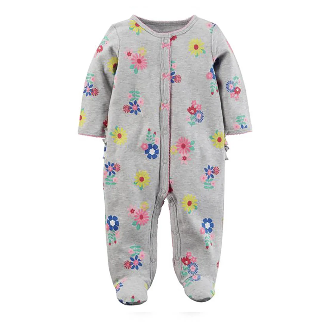 Детский хлопковый комбинезон с длинными рукавами для мальчиков, jumsuit, одежда для маленьких мальчиков от 0 до 3 месяцев зимняя одежда для маленьких девочек, комбинезон - Цвет: flower