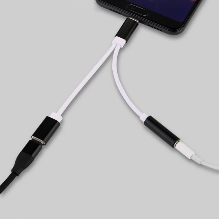 2 в 1 USB-C до 3,5 мм аудио адаптер type C Зарядный Кабель-адаптер конвертер для сотового телефона DQ-Drop