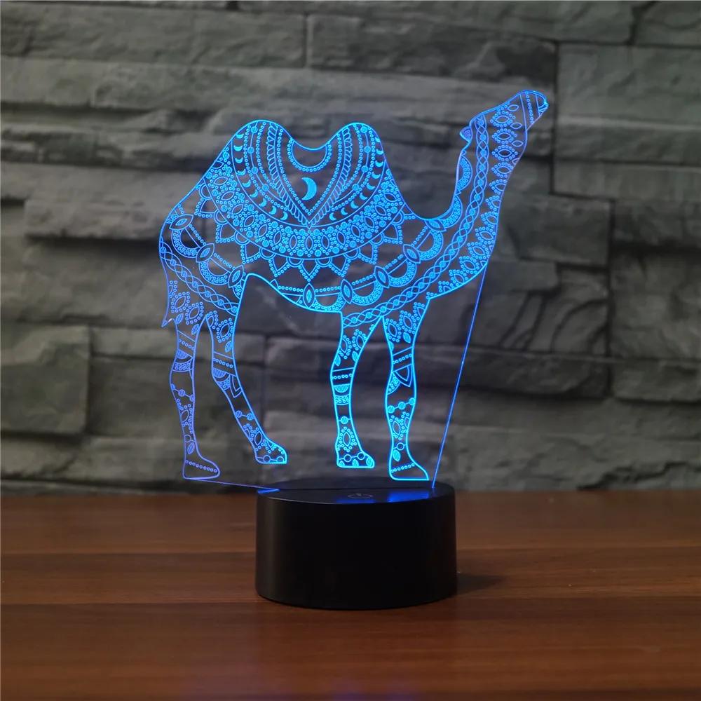 Camel Model 3D LED Light Hologram Illusions 7 Colors Change Decor Lamp Best Night Gift for Home Deco 016 | Лампы и освещение