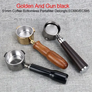 

51mm Coffee Bottomless Portafilter Delonghi EC680/EC685 Filter Basket Gun black and Golden Replace Espresso Machine Accessories