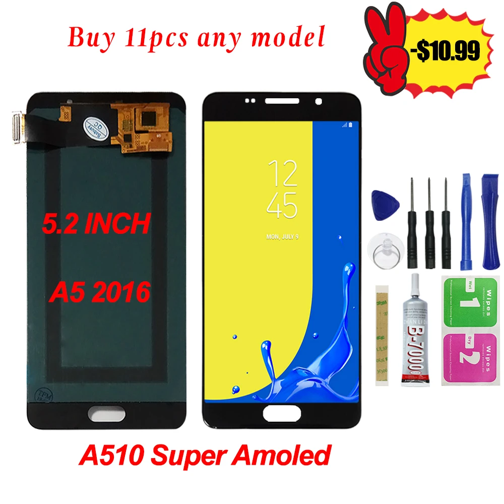 Сборка OLED 5,2 для samsung Galaxy A510 Lcd A5100 A510F A510M A5 A510M/DS A510Y Lcd сенсорный экран дигитайзер