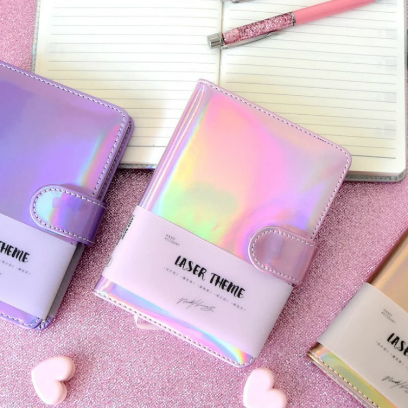 

Cute Laser Notebook Notepad Pink Kawaii Planner Scrapbook Gift Soft Cover Creative School Supplies 2019 Bullet Journal Diary