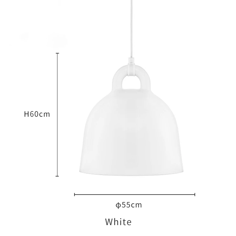 White 55cm Современный простой стиль в форме колокольчика Droplight Бар Кафе спальня ресторан черный/белый/серый/песочный белый светильник смола кулон ручной работы свет - Цвет корпуса: White 55cm
