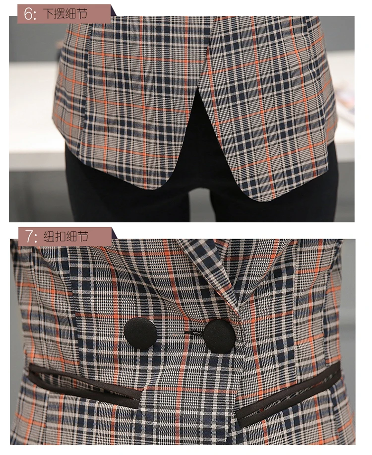 Осень стиль женщин Naist Slim Fit похудения женский костюм плед с длинным рукавом маленький костюм блуза с пряжкой