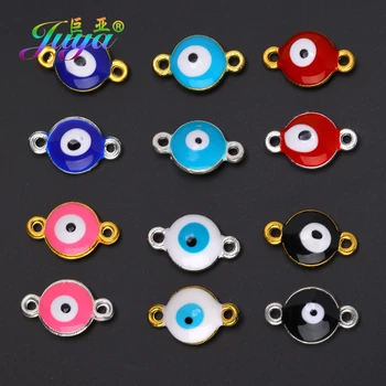 

Juya 20PCS DIY Gold Silver Color Enamel Greek Evil Eye Connector Charms For Handmade Bracelet Earring Jewelry Making Supplies