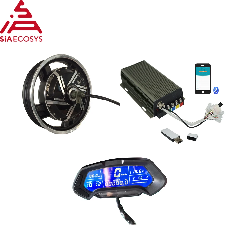 US $650.00 QSMotor 1735inch 4000W 273 V3 72v73kph80kph with SVMC72150 controller and display BLDC hub motor kits for electric motorcycle