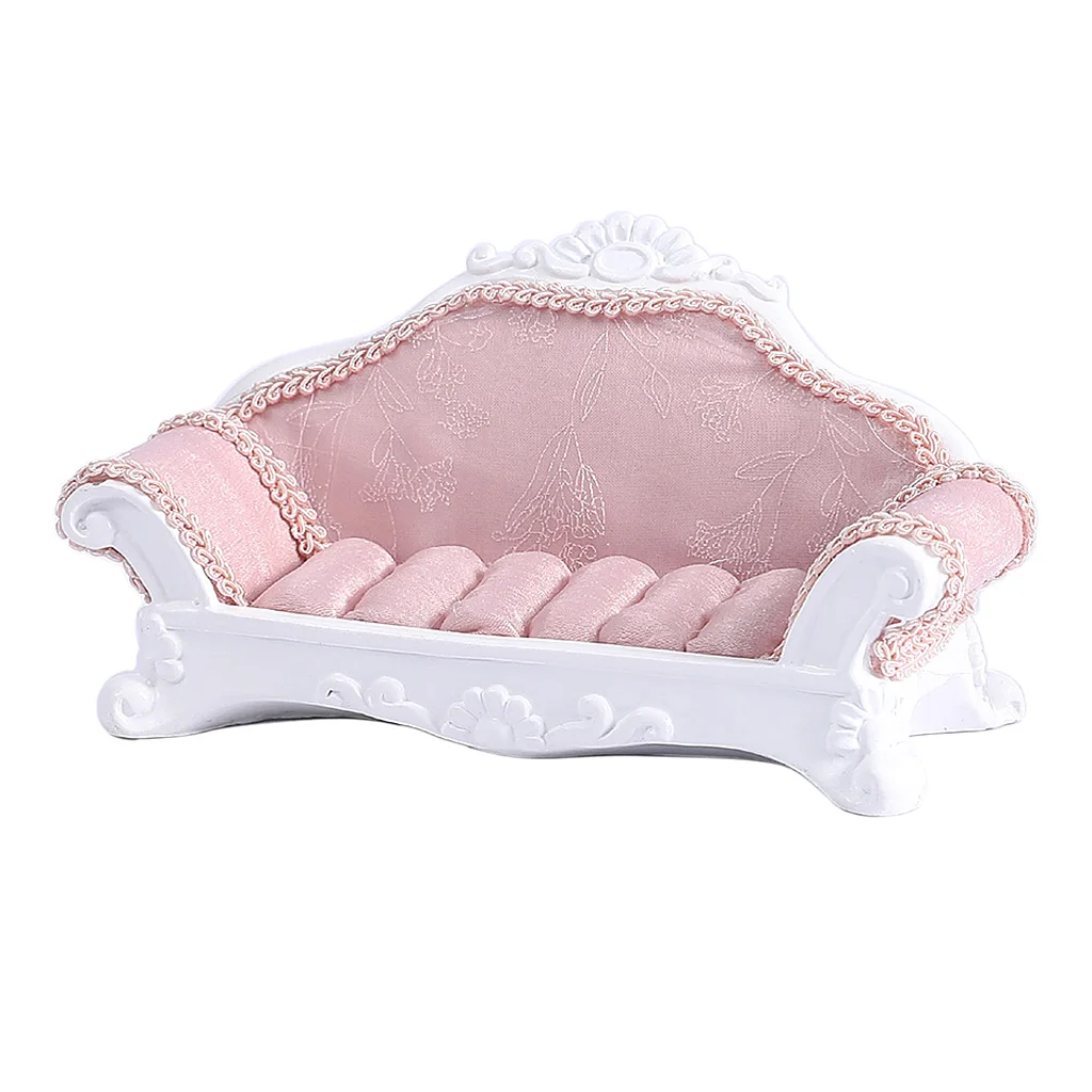 Pink Lace Sofa Shape Ring Earring Studs Jewelry Display Storage Showcase