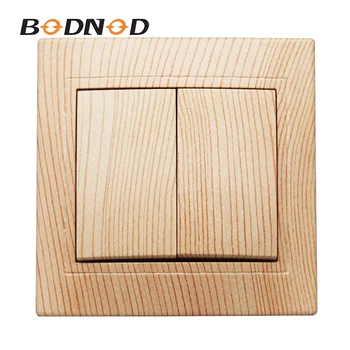 

New Light Switch Two Gang Switch Wood Grain European Inset Wall Switch DIY 10A 250V LZ-02 Free Shopping