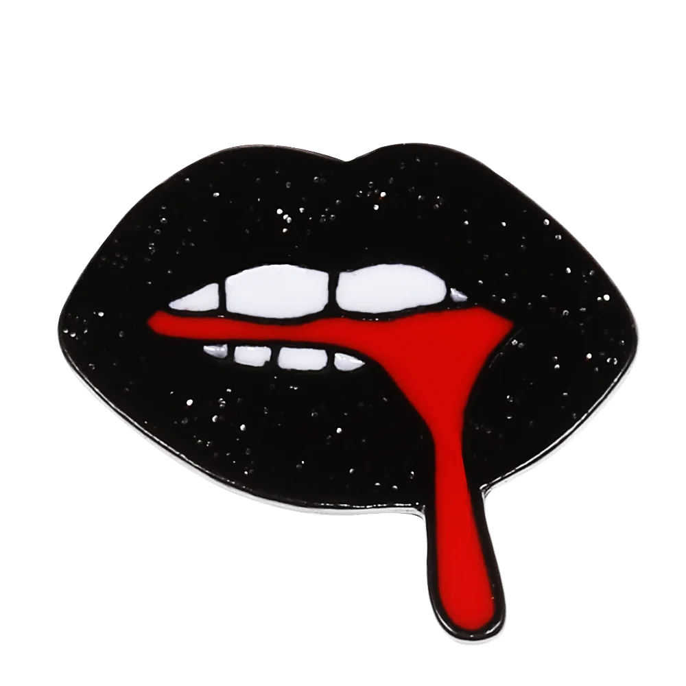 Black Lip Винтажные эмалированные булавки с ножницами и язычком, красные, черные, губы, кнопка, значок, джинсовые куртки, нагрудные булавки для мужчин и женщин, Панк крутые ювелирные изделия - Окраска металла: Black Lip